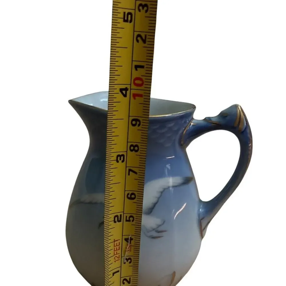 Bing & Grøndahl Seagull Pattern Small Pitcher Creamer 1952-1957 Gold Gilded Blue